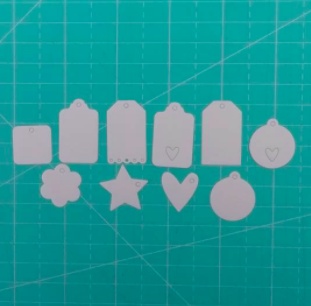 Вирубка з білого картону Набір фігурних тегів, 10 шт., від 2х2 до 2х3,1cм