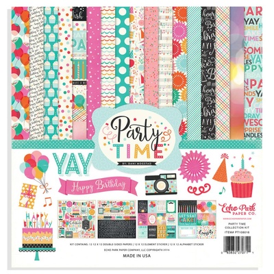Набор бумаги от Echo Park - Party Time, 30х30см, 12+2 листа