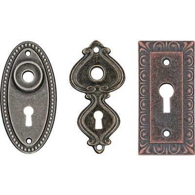 Набір металевих прикрас Tim Holtz - Idea - Ology Metal Large Keyholes, 3 штуки, замкові щілини