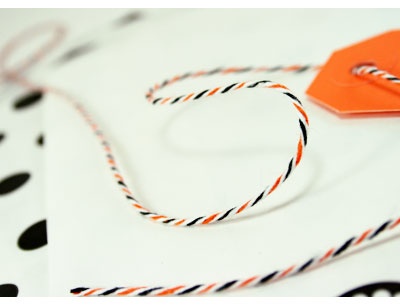 Хлопковый шнур от Divine Twine - Halloween, 1 мм, цвет оранжевый/черный/белый, 1м