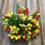 Гілочки з ягідками, колір жовтий, червоний, 12 штук