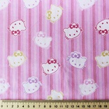 Бавовна, "Hello, Kitty", на рожевому фоні в смужки, 50x40см