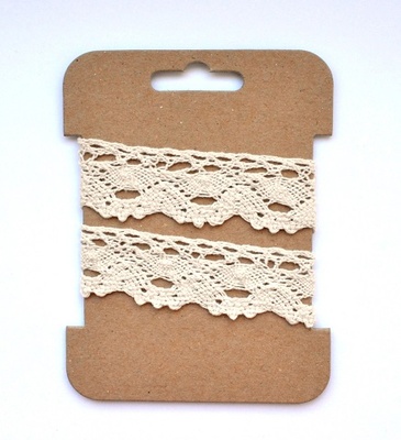 Мереживна стрічка бавовняна від ScrapBerryʼs, кремова, 2,5см, 2 м