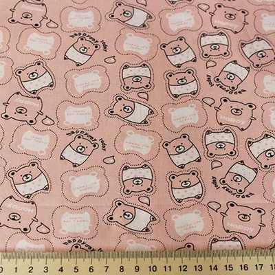 Хлопок, забавные мишки на розовом фоне, 50х40см