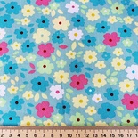 Бавовна, яскраві квіти на блакитному фоні, 50x40см