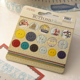 Набор высечек-чипборда в виде пуговиц с рисунком Webster's Pages - Yacht Club - Chipboard Buttons & Twine