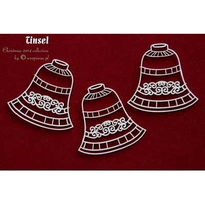 Чипборд Scrapiniec - Дзвіночки Tinsel, 3 штуки