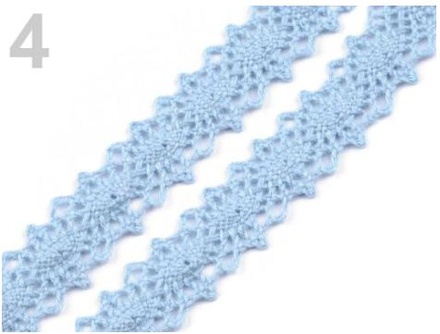 Кружево хлопковое, цвет голубой светлый, ширина 25мм, 90см