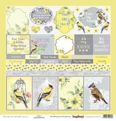 Бумага для скрапбукинга от ScrapBerry's - Разрисованная Вуаль - Карточки 1, 1 лист, АНГ,30,5х30,5 см, 190 гр/м, односторонняя