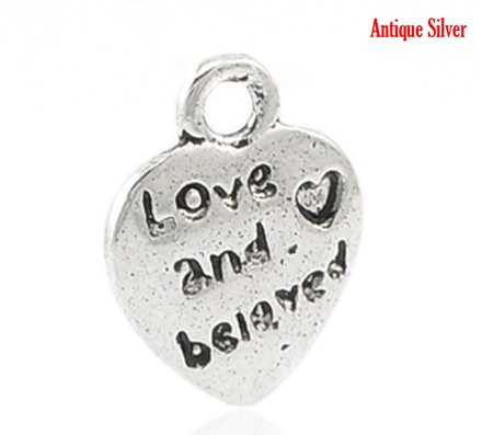 Металева прикраса/ підвіска "Серце", "love and beloved", 12x10мм, античне срібло, 1 шт.