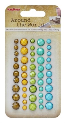 Грановані клейові камінці, 50 шт., 5 кольорів, навколо світу 2