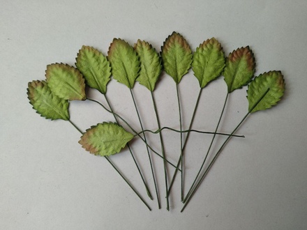 Листики, цвет зеленый, 30 мм, 10 шт.