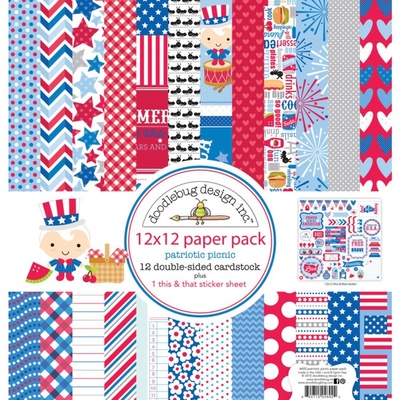 Набір кардстоку з Doodlebug Cardstock - patriotic picnic, двосторонній, 30,5 30,5см