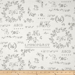 Ткань 100% хлопок - Узоры с вензелями на кремово-сером, 45х55 см