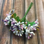 Веточки с ягодками, цвет белый, сиреневый, 12 штук