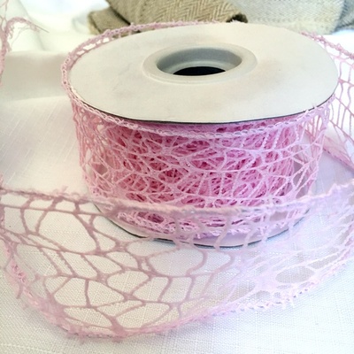Лента-сетка с жестким кантом, цвет розовый, шир. 5 м, длина 90 см