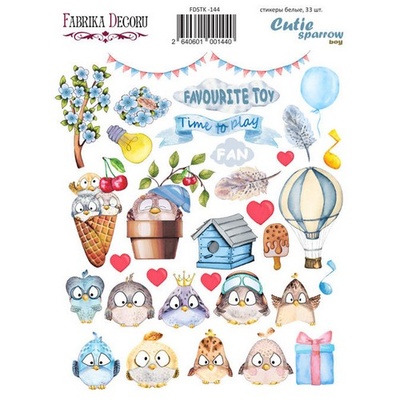 Набір наліпок (стікерів) 33 шт. Cutie sparrow boy 144, ТМ Фабрика Декору