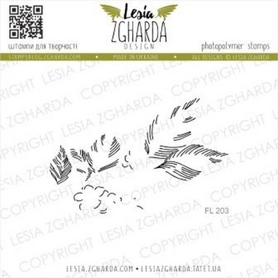 Акриловий штамп Lesia Zgharda Штриховка до гілочки з цвітом FL203