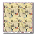 Лист бумаги для скрапбукинга  от ScrapBerry's - Вокруг Света - Почтовая карточка