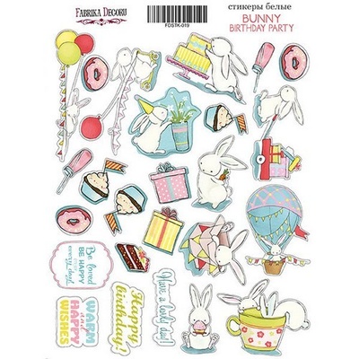 Набір наліпок Bunny birhtday party, ТМ Фабрика Декору
