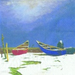 Серветка для декупажу "Човники на піску", розмір: 33x33 см