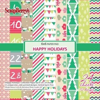 Набір паперу від ScrapBerryʼs - Зимові канікули, 15x15см, 170 г/м²., 24 аркуш