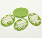 Кабашон "Дівчина - ангел", колір зелений, розмір 14x6 мм, 1 шт.