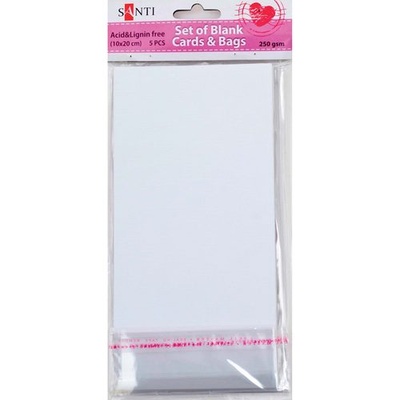 Набір білих текстурованих заготовок для листівок, 10 см*20см, 250г/2, 5шт., ТМ Santi