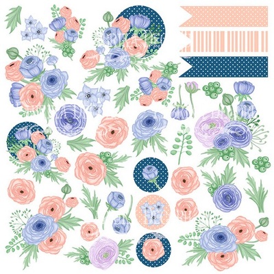 Аркуш з карточками для вирізання. Набір Flower mood, ТМ Фабрика Декору