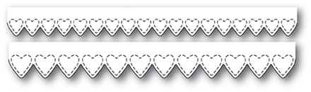 Ніж для вирубки від Poppystamps - Stitched Heart Borders craft die