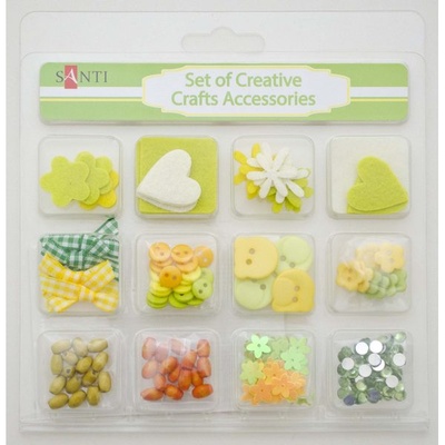 Набор декоративных украшений для скрапбукинга TM Santi, 12 видов, салатовый