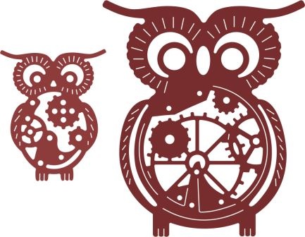 Ніж для вирубки від Cheery Lynn Designs - Owls with Gears (Set of 2) (Steampunk Lynn0)
