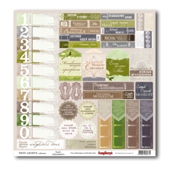 Набор бумаги для скрапбукинга от ScrapBerry's - Фотоархив, 30,5х30,5 см., 12 листов,   200 гр/м