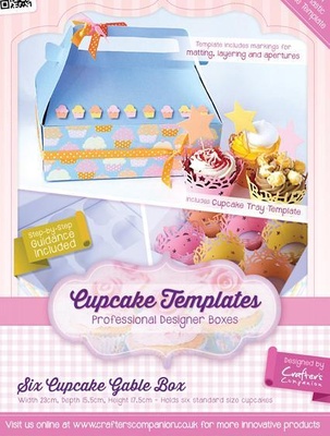 Шаблон-трафарет від Crafters Companion -Cupcake Templates Collection - Six Cupcake Gable Box