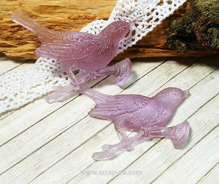 Птах на гілці, прозора смола, бузкова від Евгенія Курдібановська ТМ