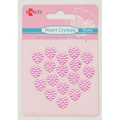 Набір кристалів самоклейних середечки рожеві, 18 шт., ТМ Santi