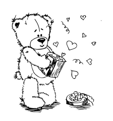 Акриловый штам SV021 Мишка с подарком, размер 5х5,5 см