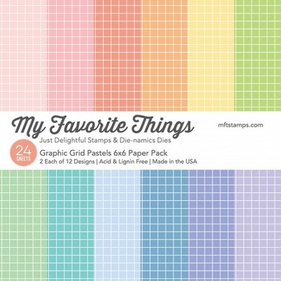 Набір паперу My Favorite Things - Graphic Grid Pastels Paper Pack, розмір 15х15см, 24 аркуші.