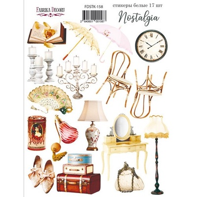Набір наліпок (стікерів) 17 шт. Nostalgia #158, ТМ Фабрика Декору