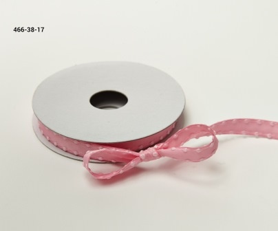 Сатинова стрічка з вузловою кромкою - рожева, ширина - 10 мм, довжина 90 см