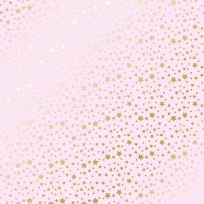 Лист односторонней бумаги с фольгированием Golden stars Light pink, ТМ Фабрика Декора