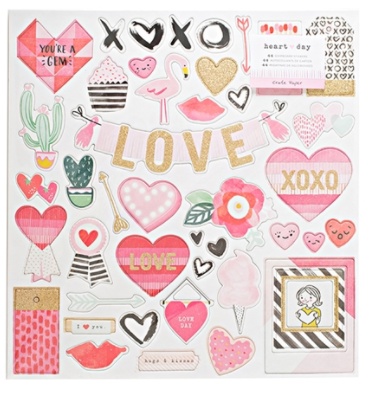 Высечки из чипборда от Crate Paper - Heart Day Collection - 30x30 см