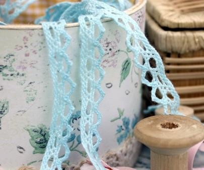 Тасьма мереживна від ScrapBerryʼs -Трикутник, П/Е 1,1 см блакитна, 2 м