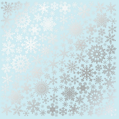 Аркуш одностороннього паперу з фольгуванням Silver Snowflakes Blue, ТМ Fabrika Decoru