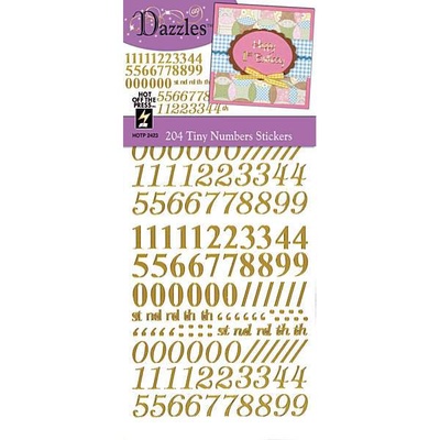 Набор наклеек-высечек HOTP - Tiny Numbers Dazzles Gold, размер 10х23 см, 72 шт., цвет золото.