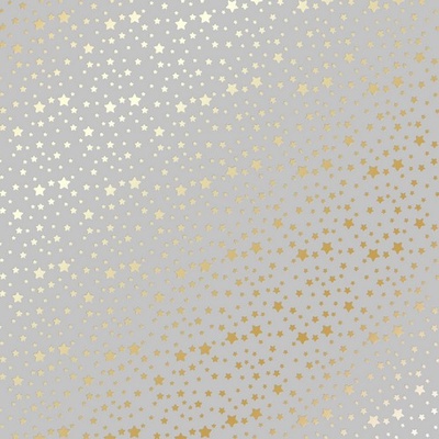 Аркуш одностороннього паперу з фольгуванням Golden stars Grey, ТМ Фабрика Декору