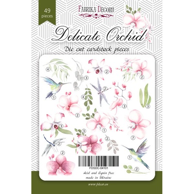 Набір висічок для скрапбукінгу, колекція Delicate Orchid, 49 шт., ТМ Фабрика Декору