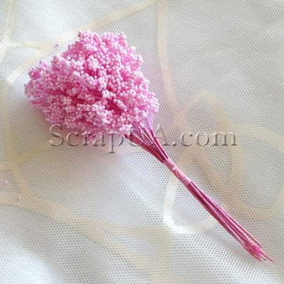 Веточки декоративные с цветными стебельками, цвет розовый, 1 пучок из 8 штук