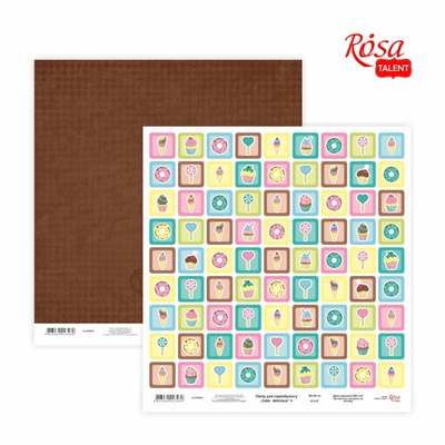 Папір для скрапбукінгу від ROSA TALENT - Cake delicious 4, двосторонній, 30x30см, 200г/м²