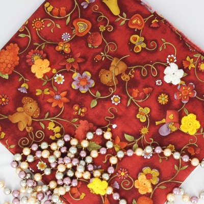 Бавовна фоновий, Рашельні елементи, бордові великі, 45x55см